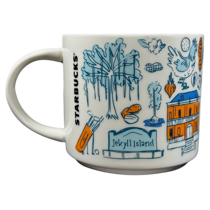 Starbucks Georgia Been There Series mug featuring illustrations of Jekyll Island landmarks and local icons