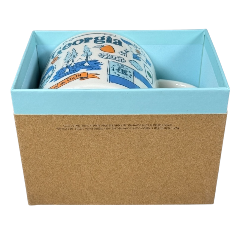 Starbucks Georgia Been There Series mug with state-themed illustrations in gift box