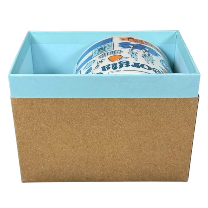 Starbucks Georgia Been There Series mug partially visible inside light blue and brown gift box