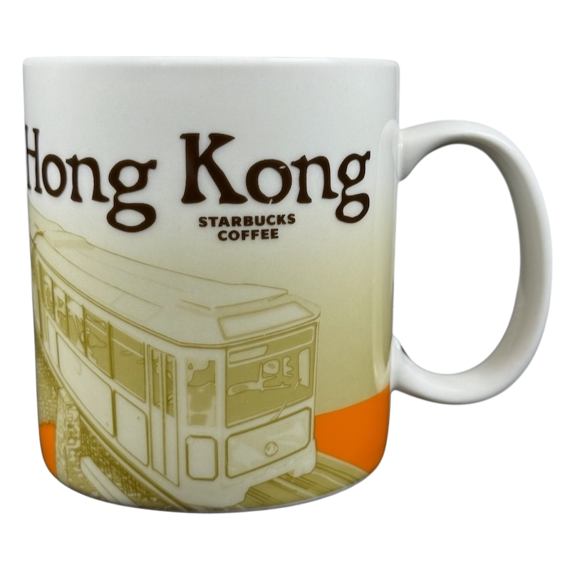 Global Icon Collector Series Hong Kong Starbucks mug featuring a tram design and vibrant colors