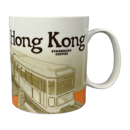 Global Icon Collector Series Hong Kong Starbucks mug featuring a tram design and iconic cityscape