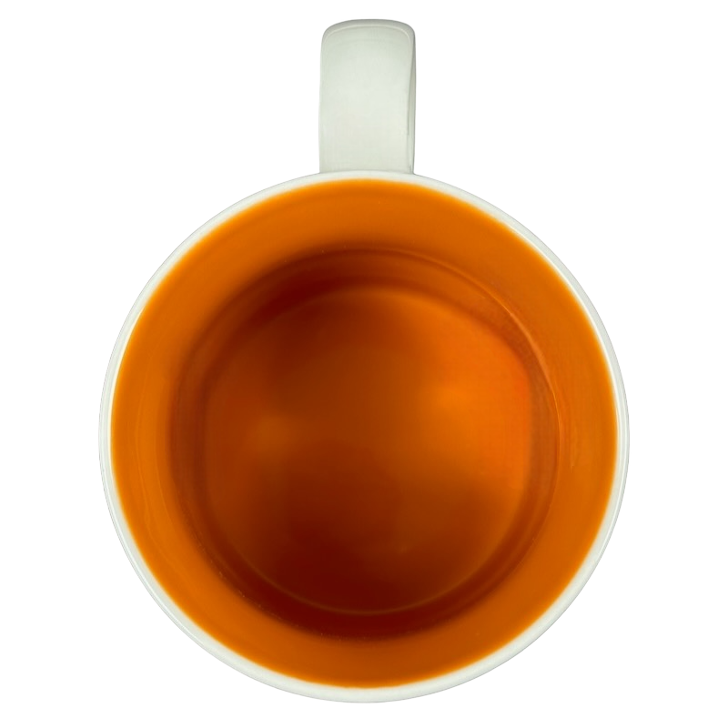 Top view of the Global Icon Collector Series Hong Kong Starbucks mug with bright orange interior