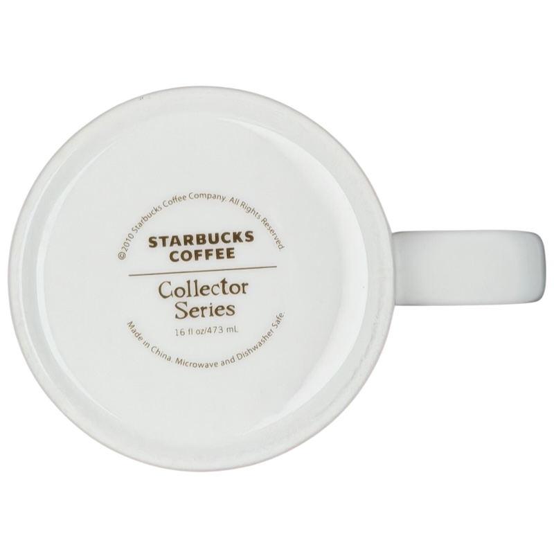 Bottom view of the Global Icon Collector Series Washington DC Starbucks mug in white ceramic