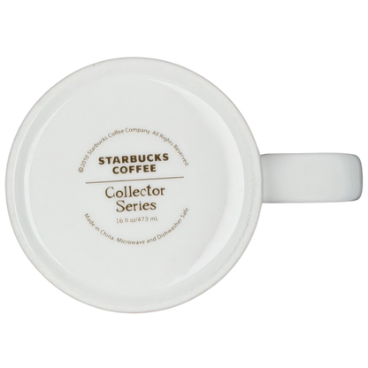 Bottom view of the Global Icon Collector Series Washington DC Starbucks mug in white ceramic