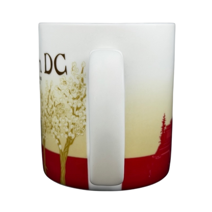Global Icon Collector Series Washington DC Starbucks mug featuring iconic landmarks and cherry blossoms