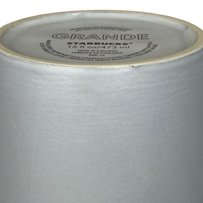 Bottom view of Grande Matte Gray Siren Collectible Mug Starbucks with engraving details