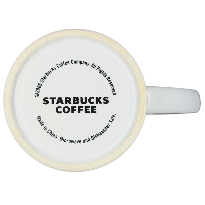Bottom view of the Starbucks grande siren vintage mug showing logo and care instructions