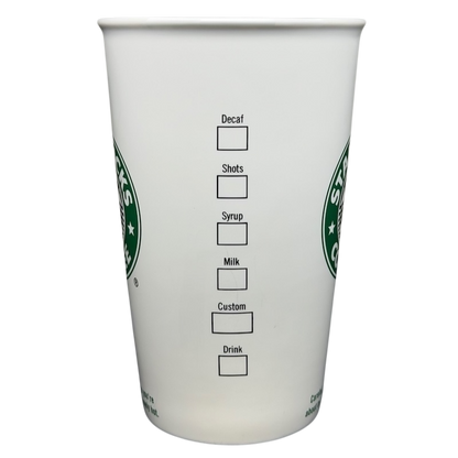 Starbucks grande siren vintage mug with measurement markings for beverages and customization options