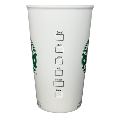 Starbucks grande siren vintage mug in white with marker options for custom drinks
