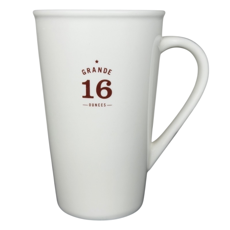 Starbucks grande vintage mug in white with 16 ounces printed in red
