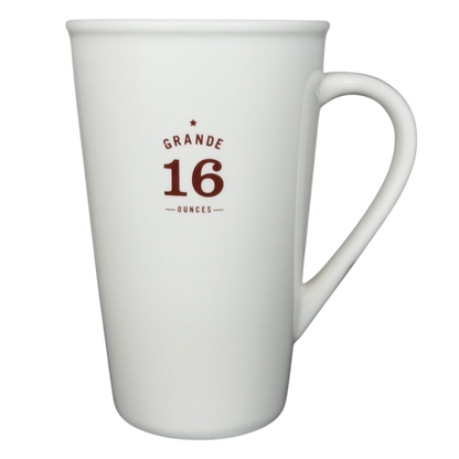 Starbucks grande vintage mug in white with 16 ounces printed in red