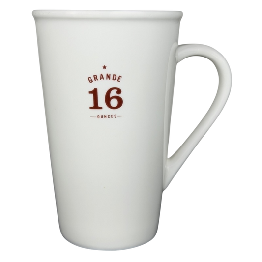 Starbucks grande vintage mug featuring a clean white design with a bold 16 ounces marking