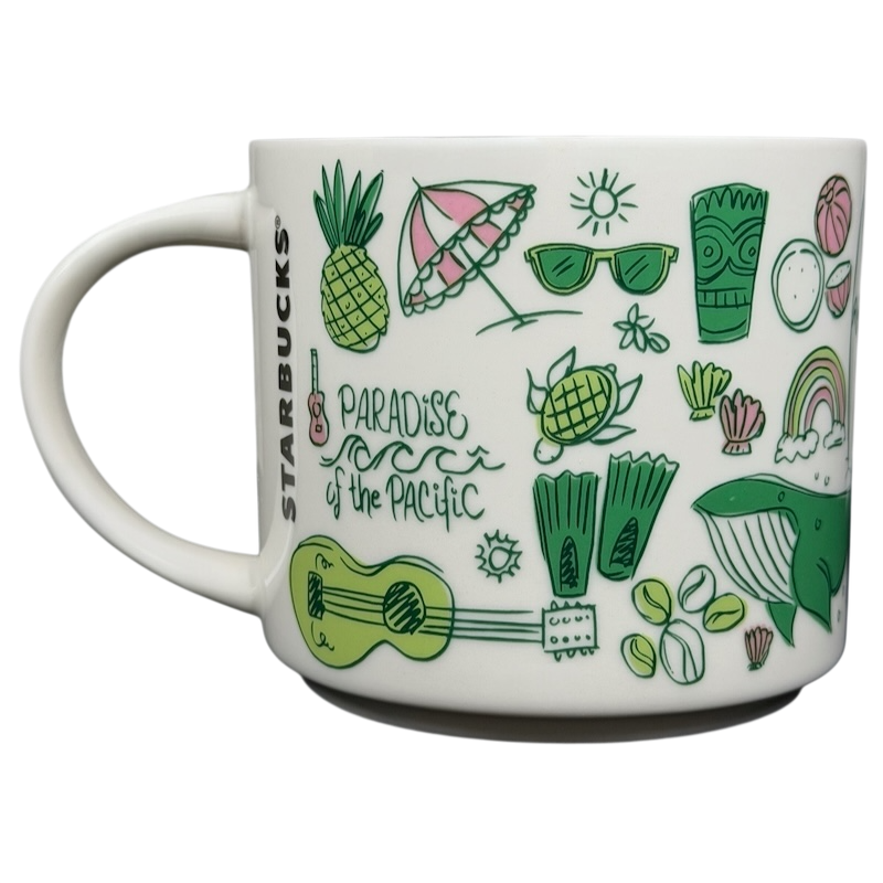 Starbucks Hawaii Been There mug featuring playful tropical designs and local icons for coffee lovers