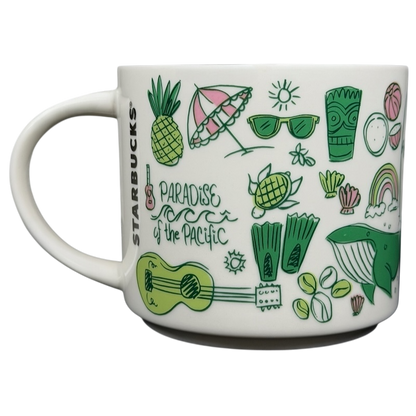 Starbucks Hawaii Been There mug featuring playful tropical designs and local icons for coffee lovers