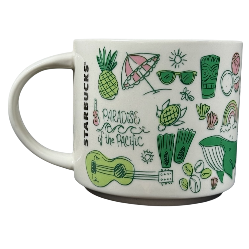 Starbucks Hawaii Been There mug with colorful tropical and island-themed illustrations