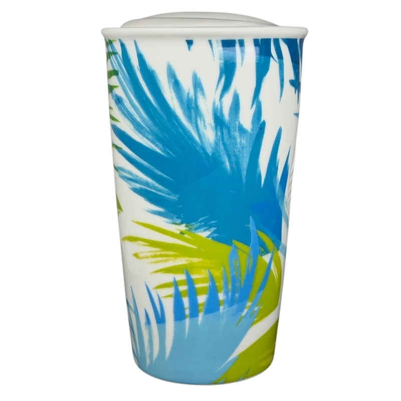 Starbucks Hawaii siren tumbler featuring a vibrant blue and green palm leaf design