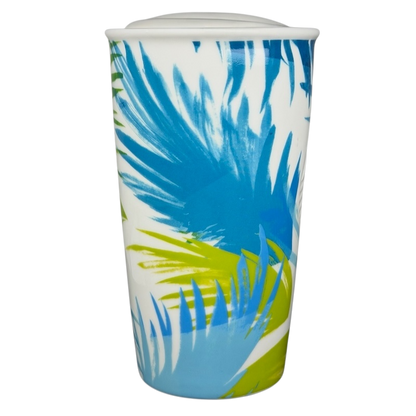 Starbucks Hawaii siren tumbler featuring a vibrant blue and green palm leaf design
