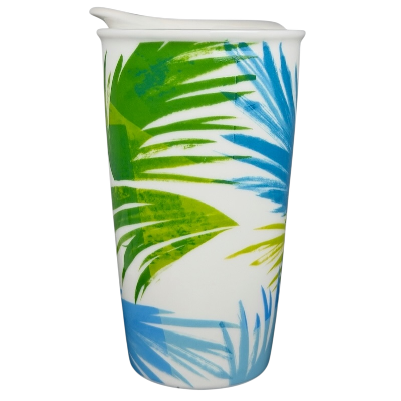 Starbucks Hawaii siren tumbler featuring a tropical palm leaf design in vibrant colors