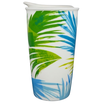 Starbucks Hawaii siren tumbler featuring a tropical palm leaf design in vibrant colors