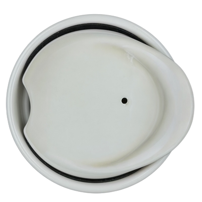 Top view of the Starbucks Hawaii siren tumbler lid featuring a drink opening and silicone seal