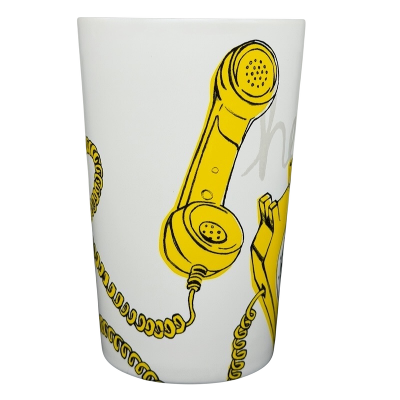 Starbucks Hello Telephone collectible mug featuring a vintage phone design in yellow and white