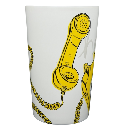 Starbucks Hello Telephone collectible mug featuring a vintage phone design in yellow and white