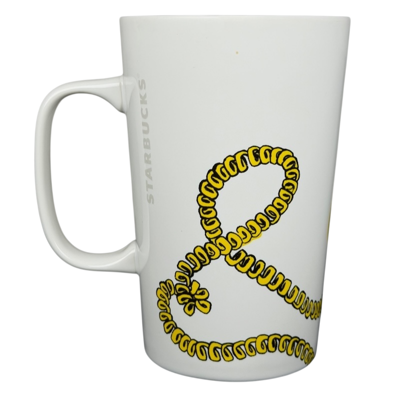 Starbucks Hello Telephone collectible mug featuring a unique yellow design on a white background