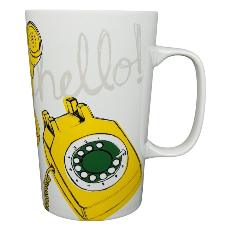 Starbucks Hello Telephone collectible mug featuring a vintage rotary phone design in yellow and green