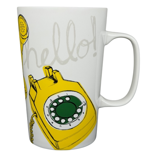 Starbucks Hello Telephone collectible mug featuring a vintage rotary phone design in yellow and green