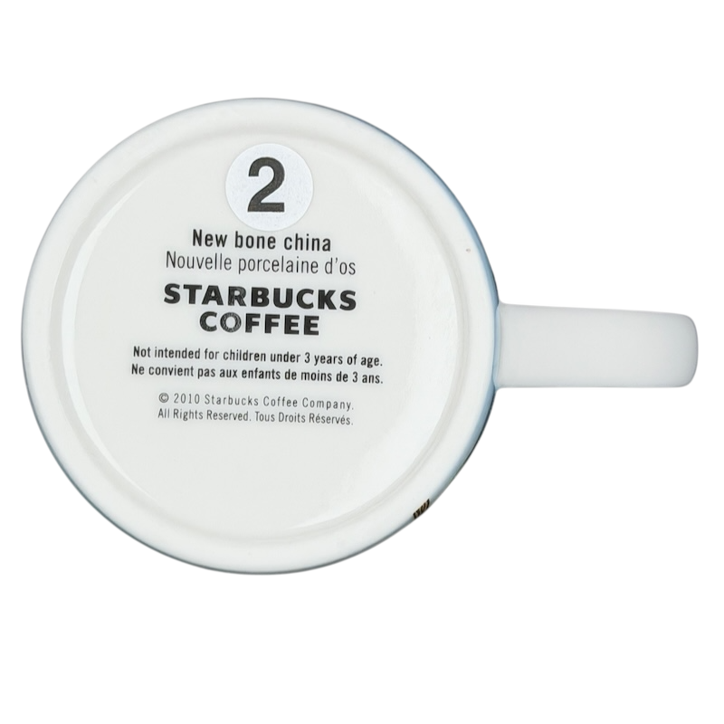Bottom view of a Starbucks Huxley the Mouse mug made from new bone china