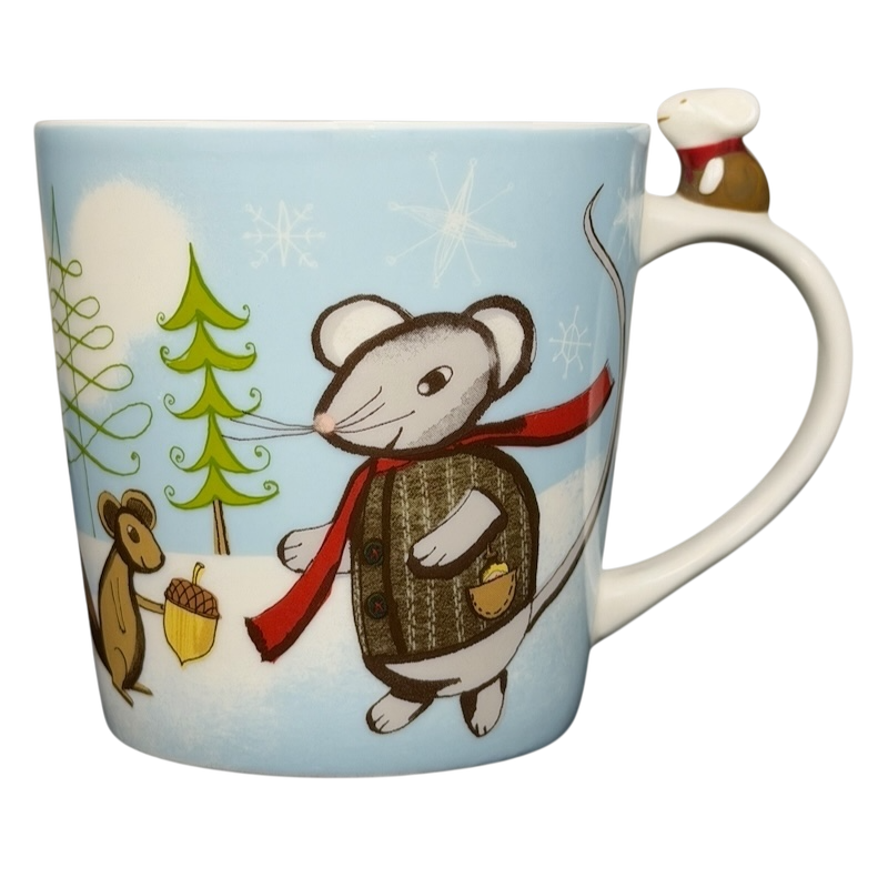 Starbucks Huxley the Mouse mug featuring a cheerful mouse in a scarf with a festive design