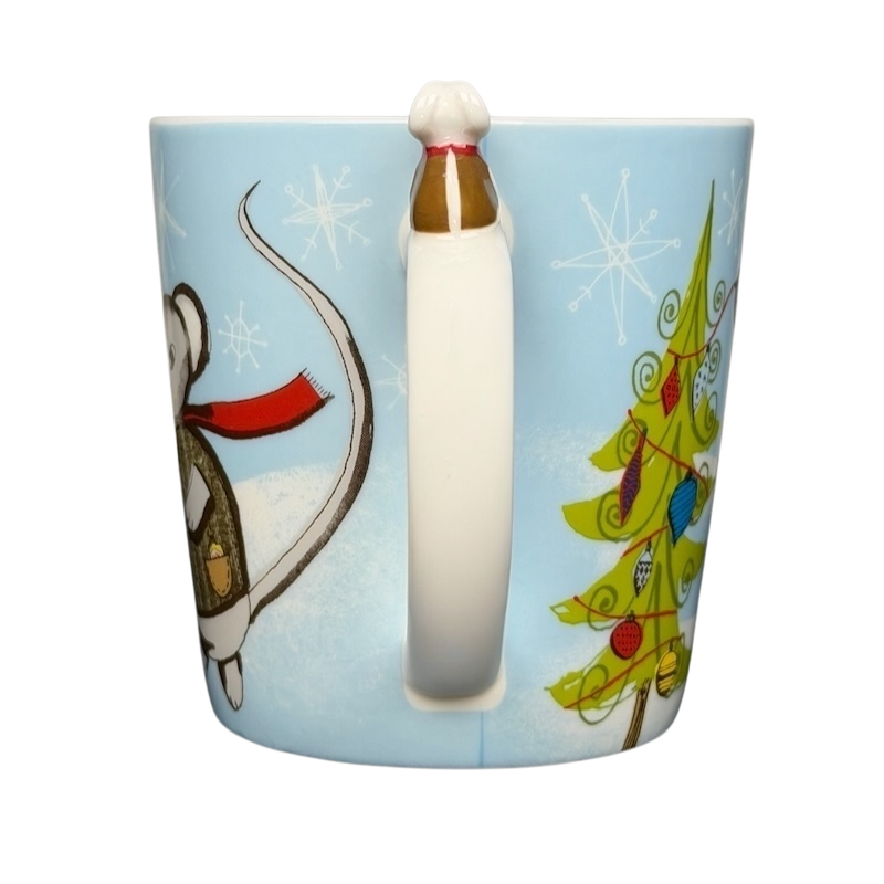 Starbucks Huxley the Mouse mug featuring a festive design with a cheerful mouse and Christmas tree