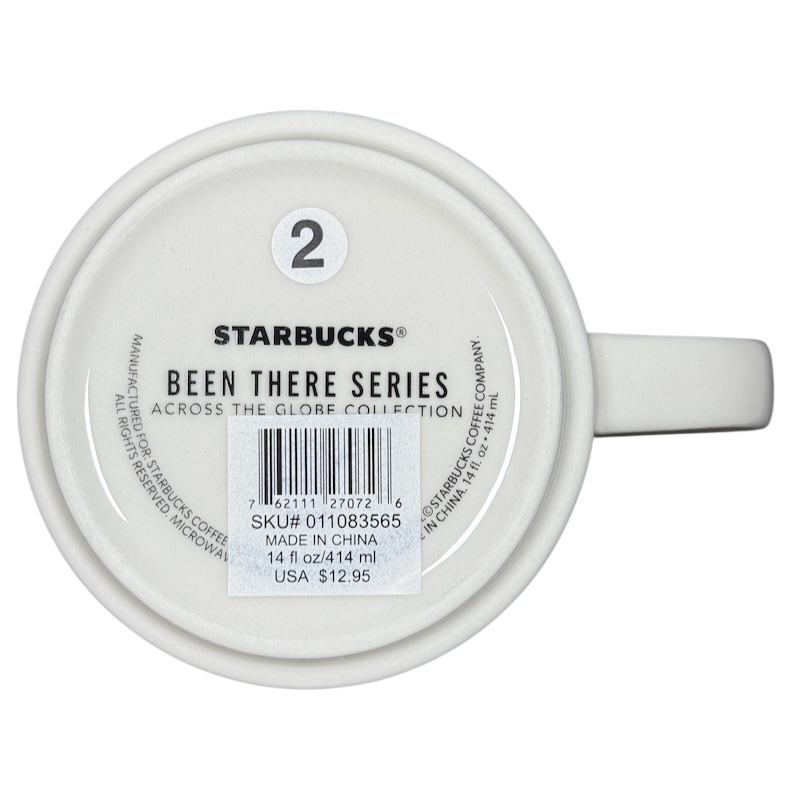 Bottom view of Illinois Starbucks Been There mug showing barcode and product details