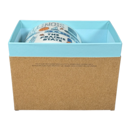 Illinois Starbucks Been There mug partially visible inside a brown and blue display box