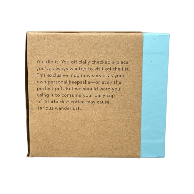 Starbucks Illinois Starbucks Been There mug packaging with a message describing the mug as a keepsake or gift