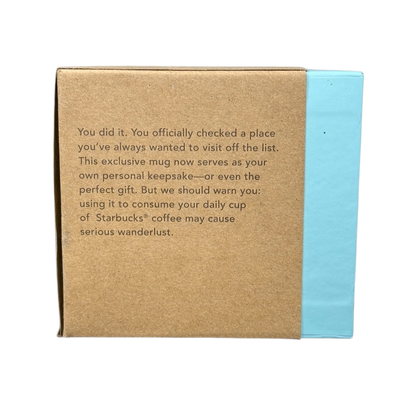 Starbucks Illinois Starbucks Been There mug packaging with a message describing the mug as a keepsake or gift
