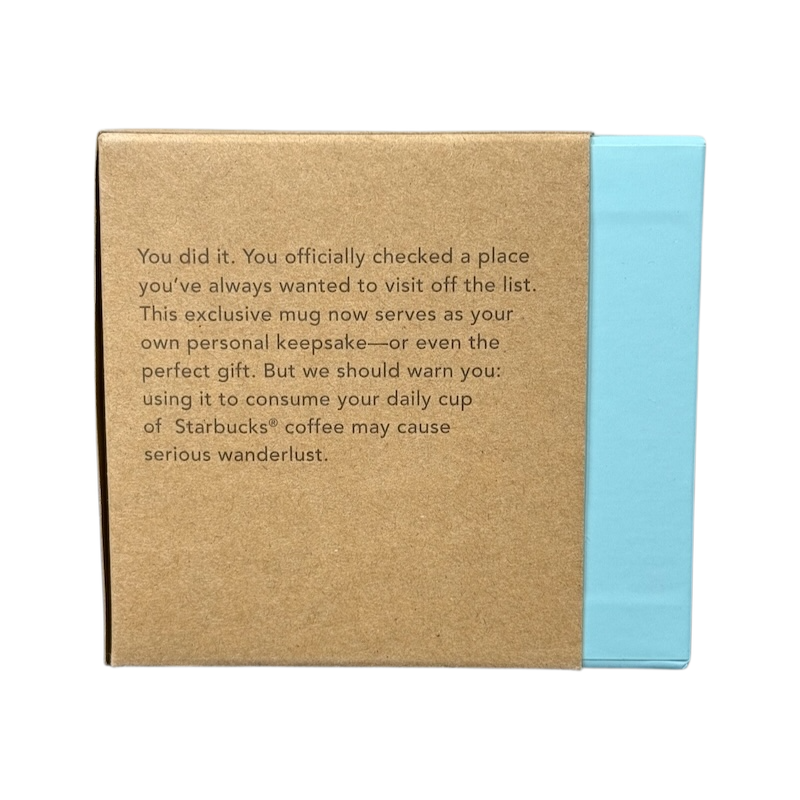Box packaging of Illinois Starbucks Been There mug with a message about the mug as a keepsake and gift