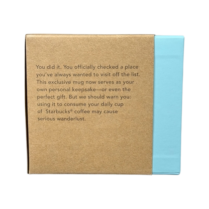 Box packaging of Illinois Starbucks Been There mug with a message about the mug as a keepsake and gift