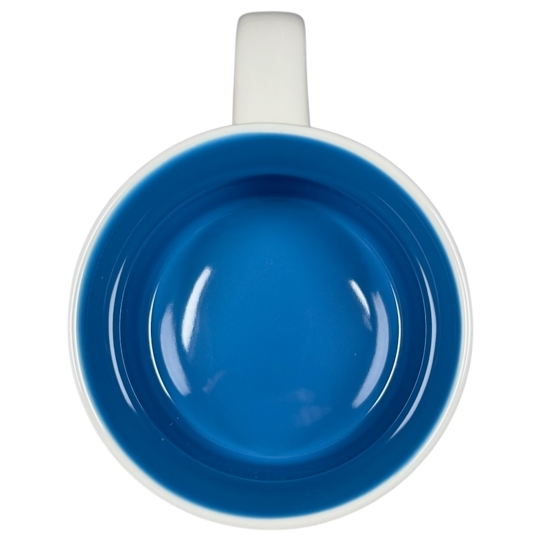 Top view of Illinois Starbucks Been There mug showing blue interior and white handle