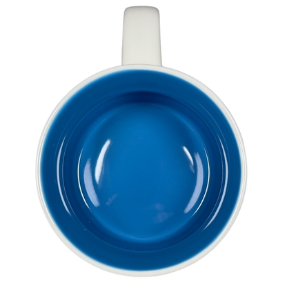 Top view of Illinois Starbucks Been There mug showing blue interior and white handle