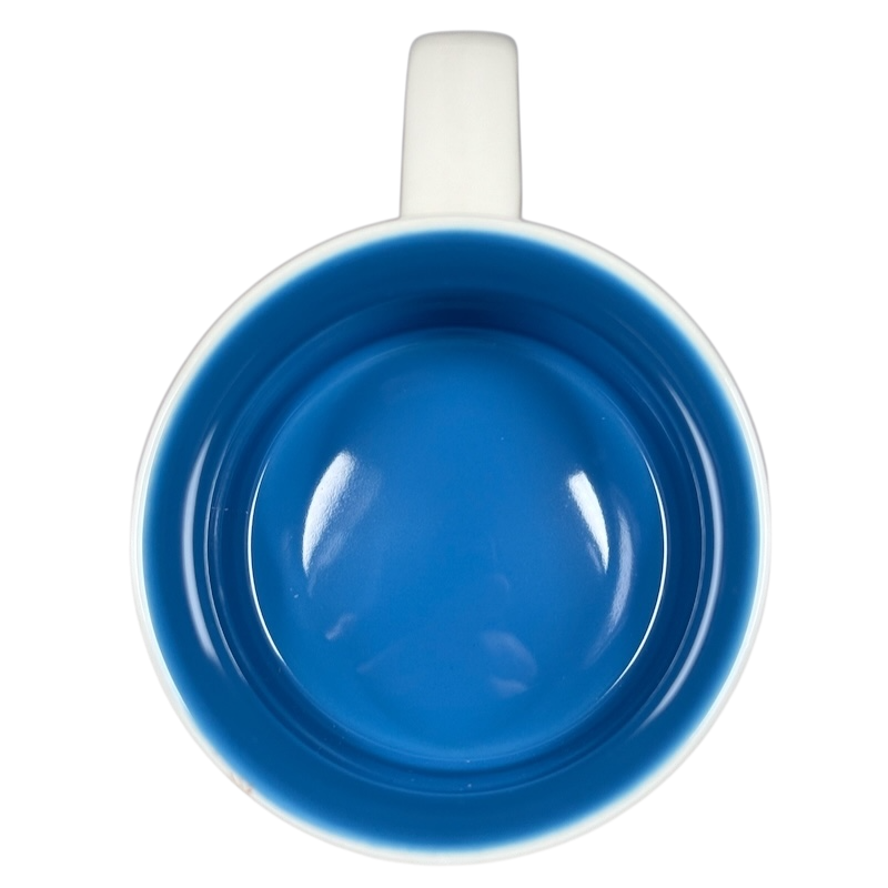 Top view of Illinois Starbucks Been There mug with white handle and blue interior