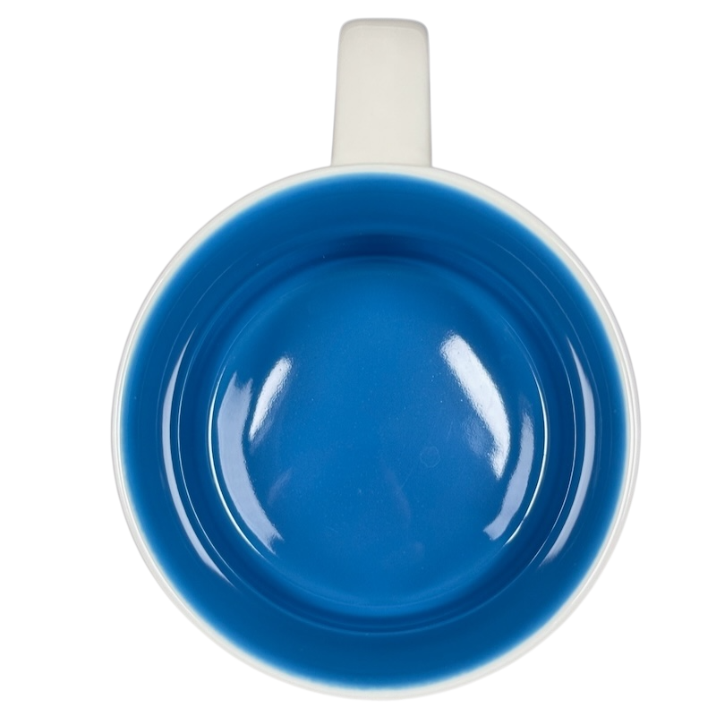 Top view of Kentucky Starbucks Been There mug showing blue interior with white handle