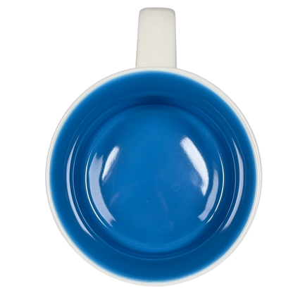 Top view of Kentucky Starbucks Been There mug showing blue interior with white handle