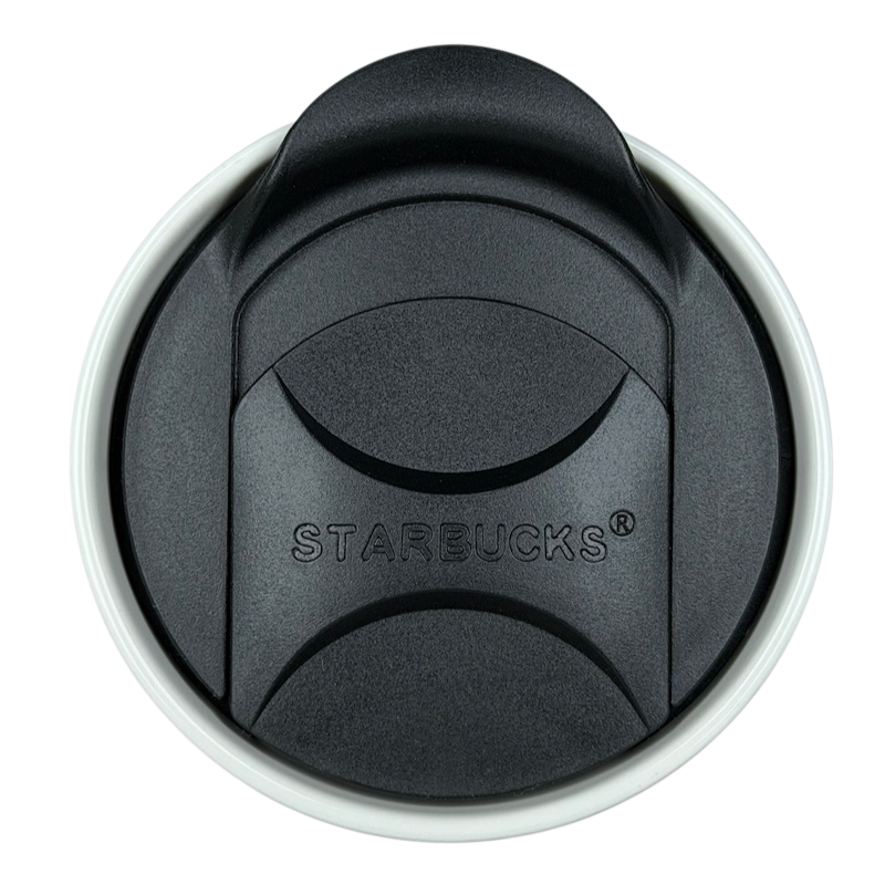 Black lid of Las Vegas 777 Tumbler Starbucks with easy sip feature for on-the-go use