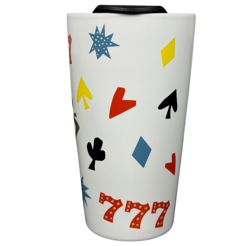 Las Vegas 777 Tumbler Starbucks featuring colorful casino-themed designs and a sleek profile