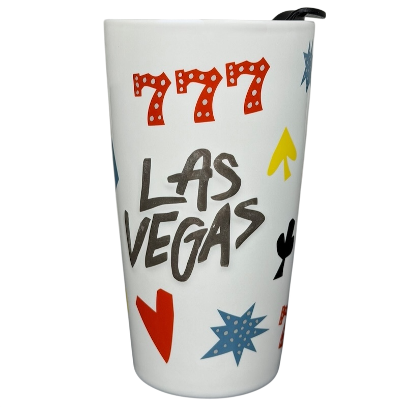 Las Vegas 777 Tumbler Starbucks featuring colorful icons and a festive design