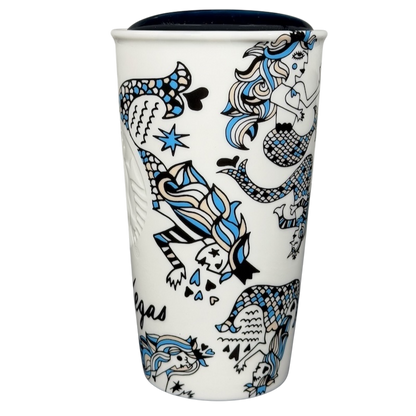 Starbucks Las Vegas collectible tumbler featuring colorful mermaid and star designs