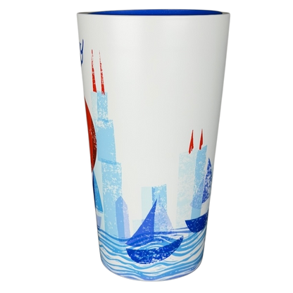 Starbucks Local Collection Chicago tumbler featuring a colorful skyline and sailboats design