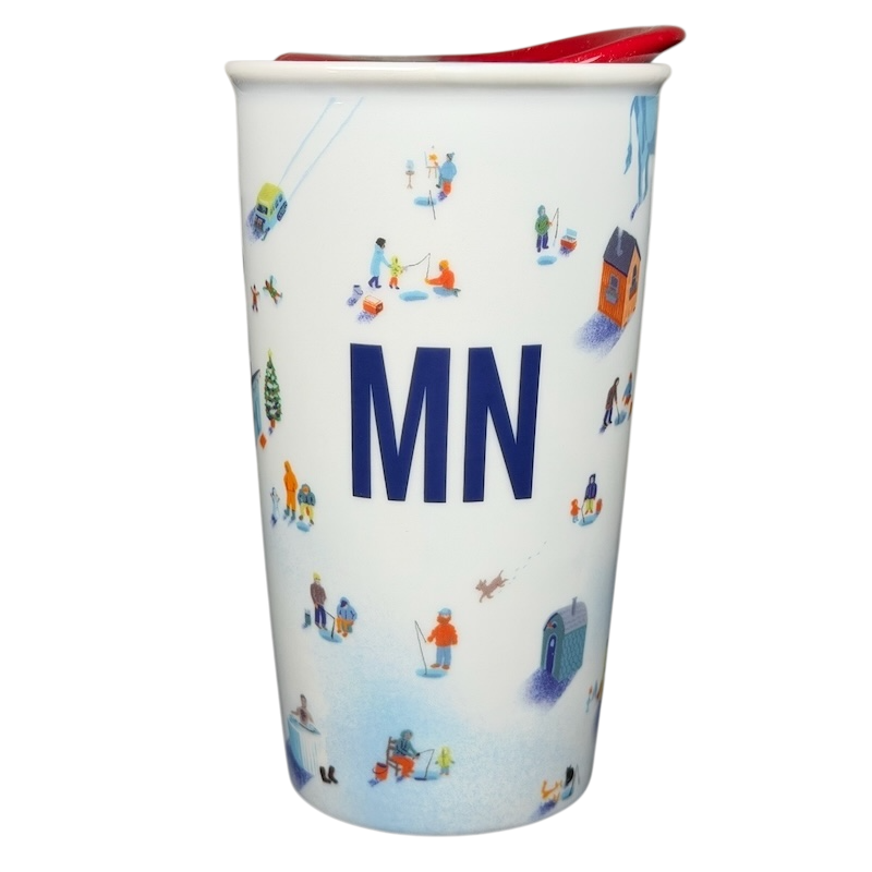 Local Collection Minnesota Tumbler Starbucks featuring colorful winter-themed illustrations