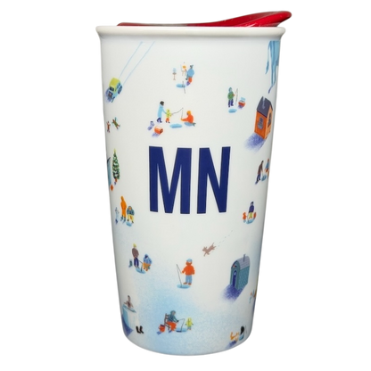 Local Collection Minnesota Tumbler Starbucks featuring colorful winter-themed illustrations